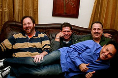 The Fellas From left to right: Robb Spewak, Buzz Burbank, Mike O'Meara, Oscar Santana (across the laps)
